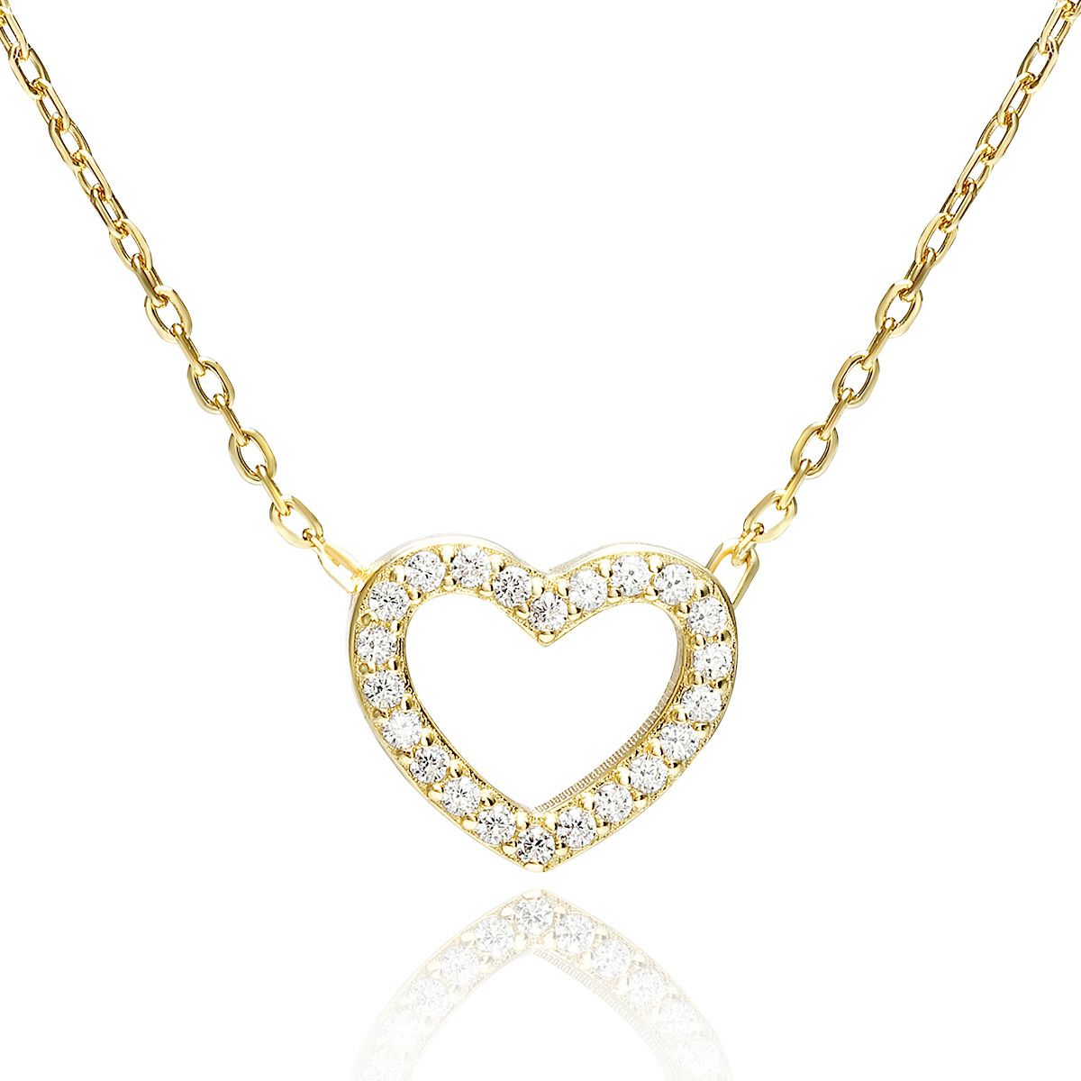 オープンハートYGパヴェネックレス