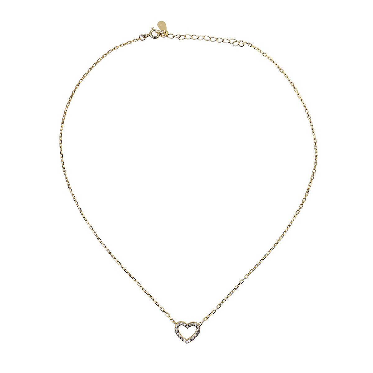 オープンハートYGパヴェネックレス