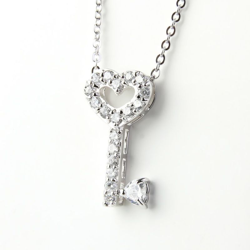 SVR925☆ハートKEYネックレス | 誕生石 イニシャル レディース