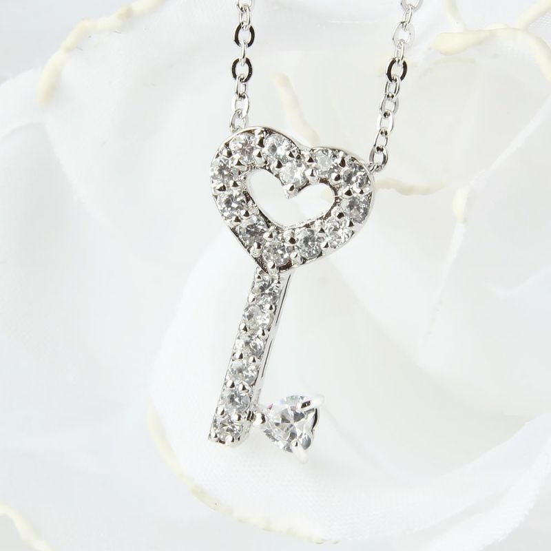 SVR925☆ハートKEYネックレス | 誕生石 イニシャル レディース