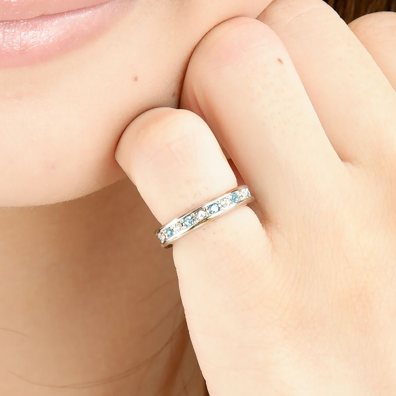 3月誕生石スワロフスキー★エタニティピンキーリング