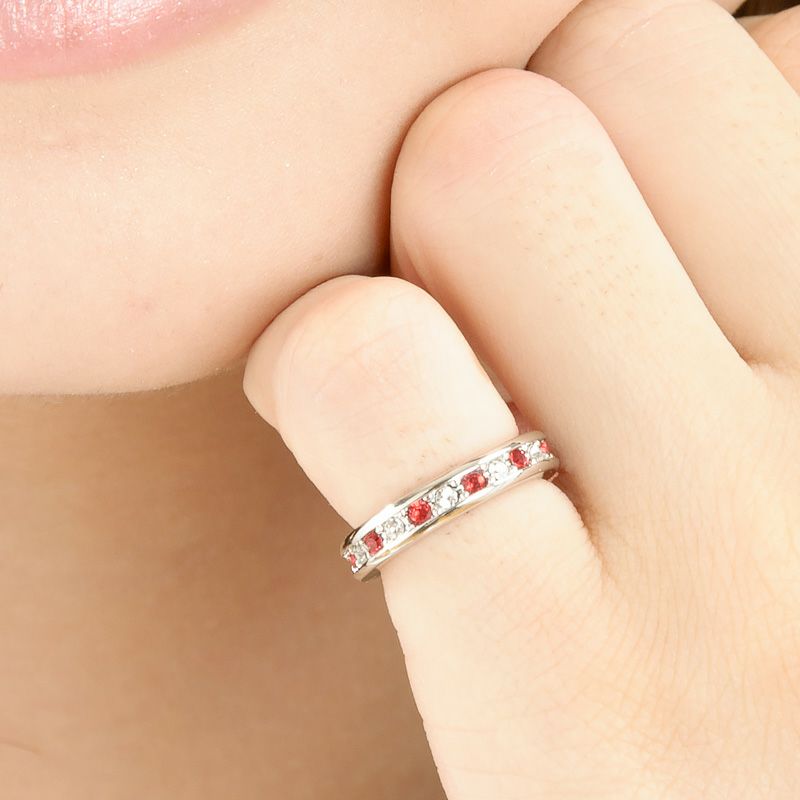 7月誕生石スワロフスキー★エタニティピンキーリング