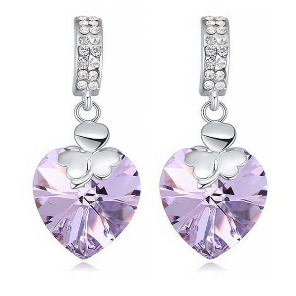 スワロフスキー★大粒ハートピアス（ラベンダー）
