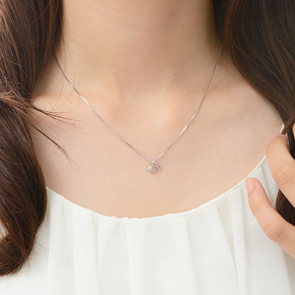 選べる誕生石チャーム★イニシャル S ネックレス シルバー