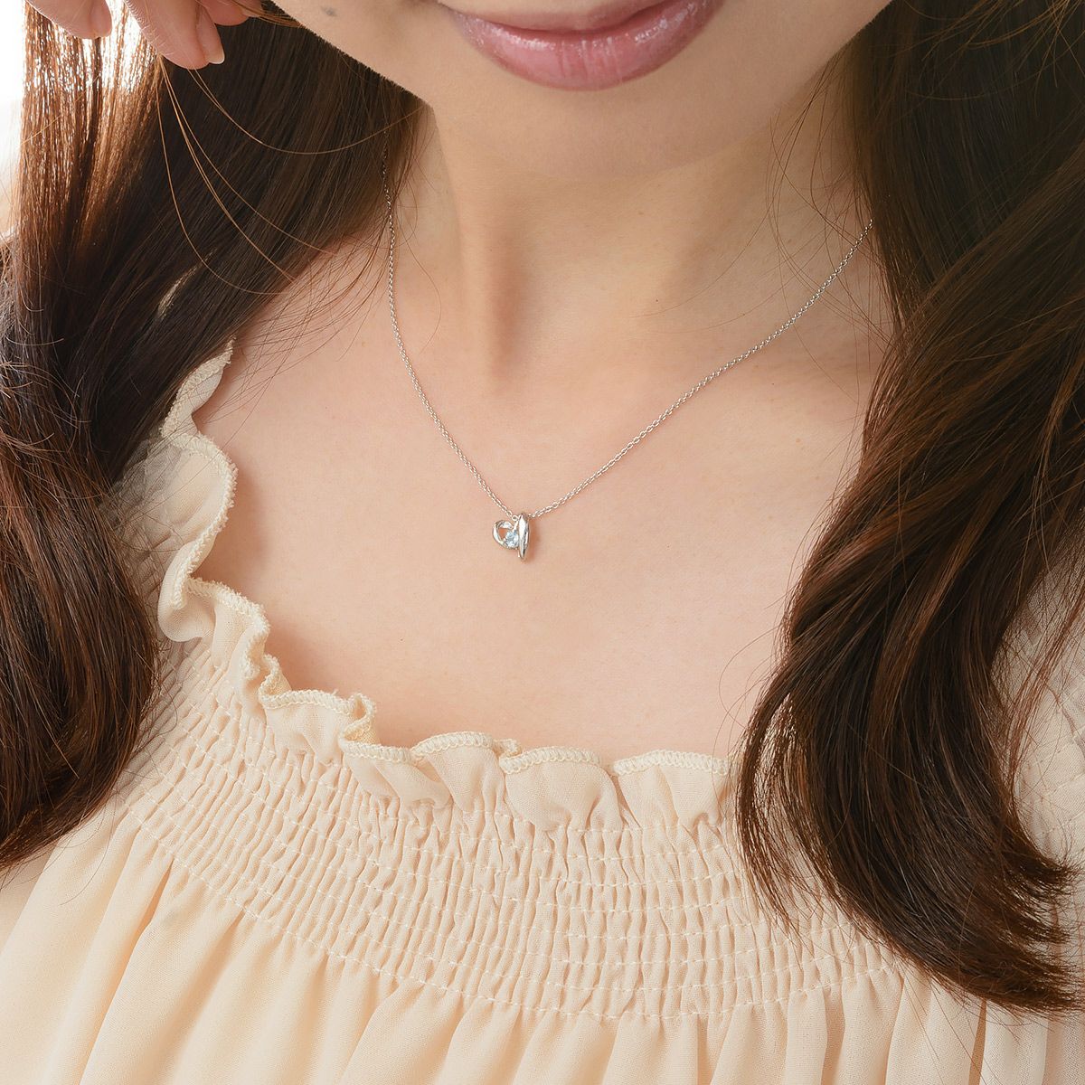 3月誕生石アクアマリン★SVR925ハートネックレス