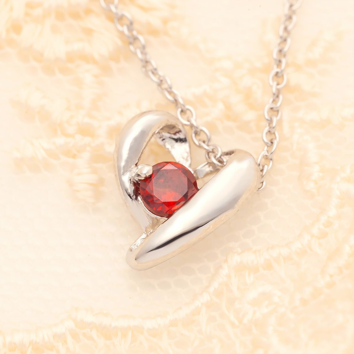 1月誕生石ガーネット★SVR925ハートネックレス