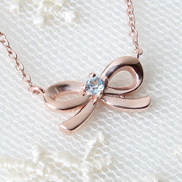 11月誕生石ブルートパーズ★SVR925リボンネックレス