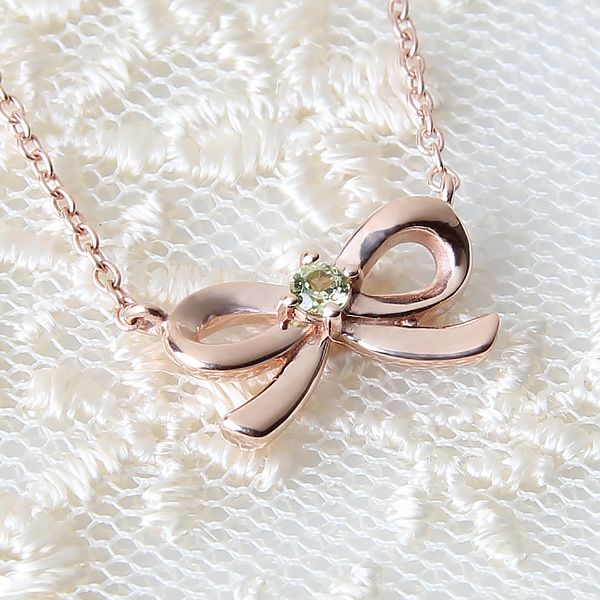 8月誕生石ペリドット★SVR925リボンネックレス