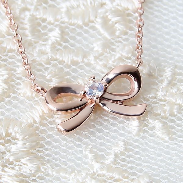 6月誕生石ムーンストーン★SVR925リボンネックレス