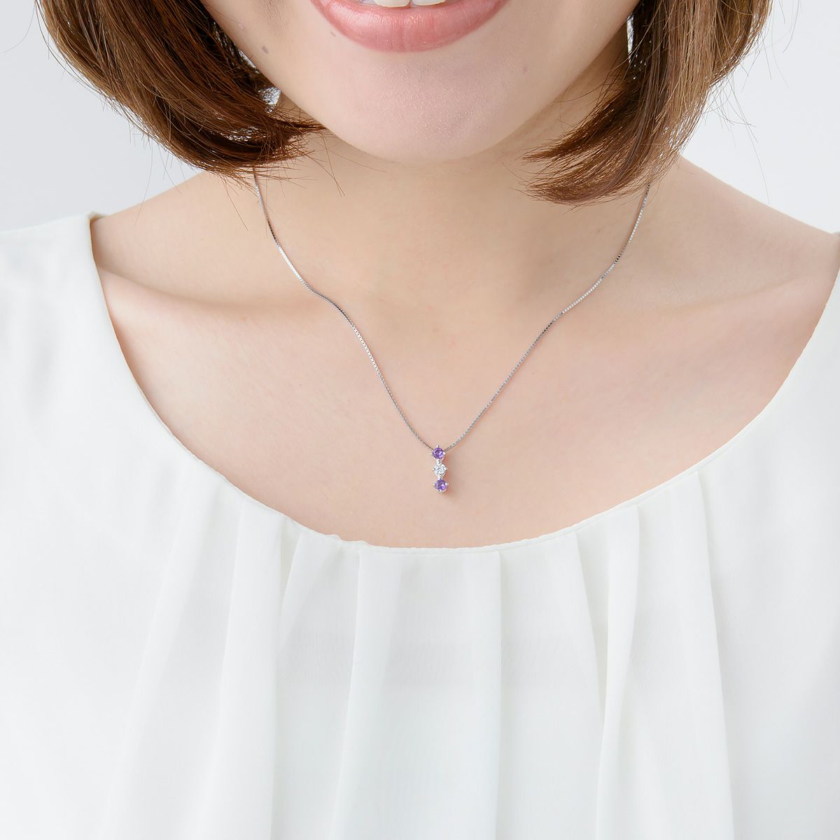 2月誕生石アメジスト★トリロジーネックレス