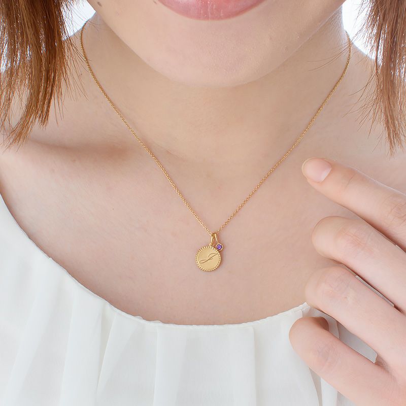 誕生石 イニシャル J ネックレス ゴールド