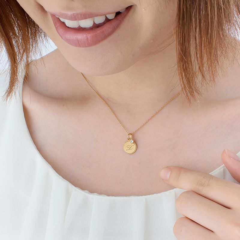 誕生石 イニシャル T ネックレス ゴールド
