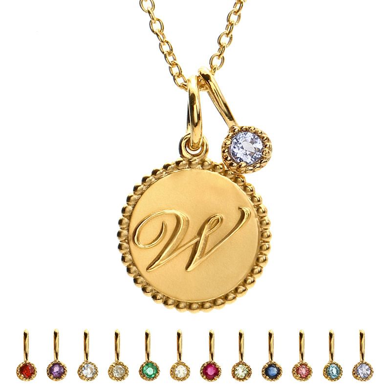 選べる誕生石&イニシャル【N】ネックレス ゴールド | 誕生石