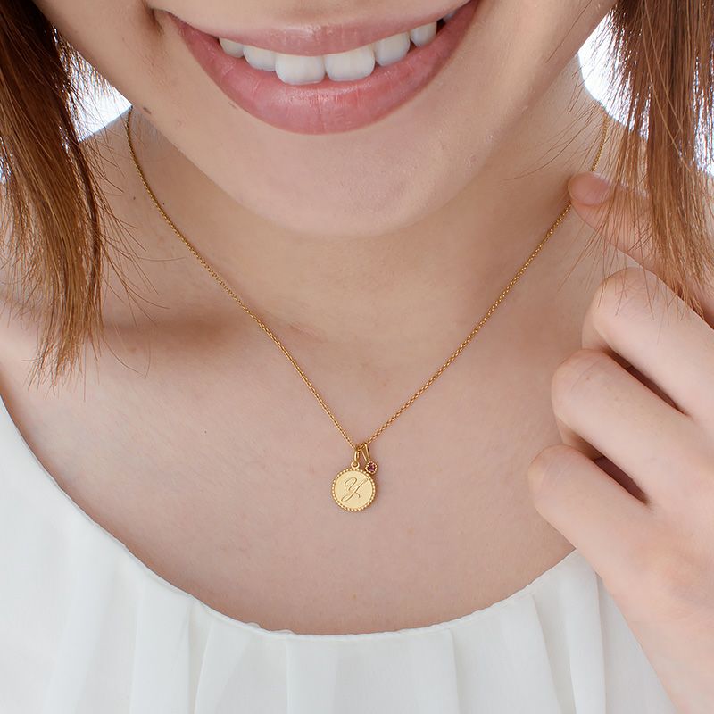 選べる誕生石&イニシャル【Y】ネックレス ゴールド | 誕生石