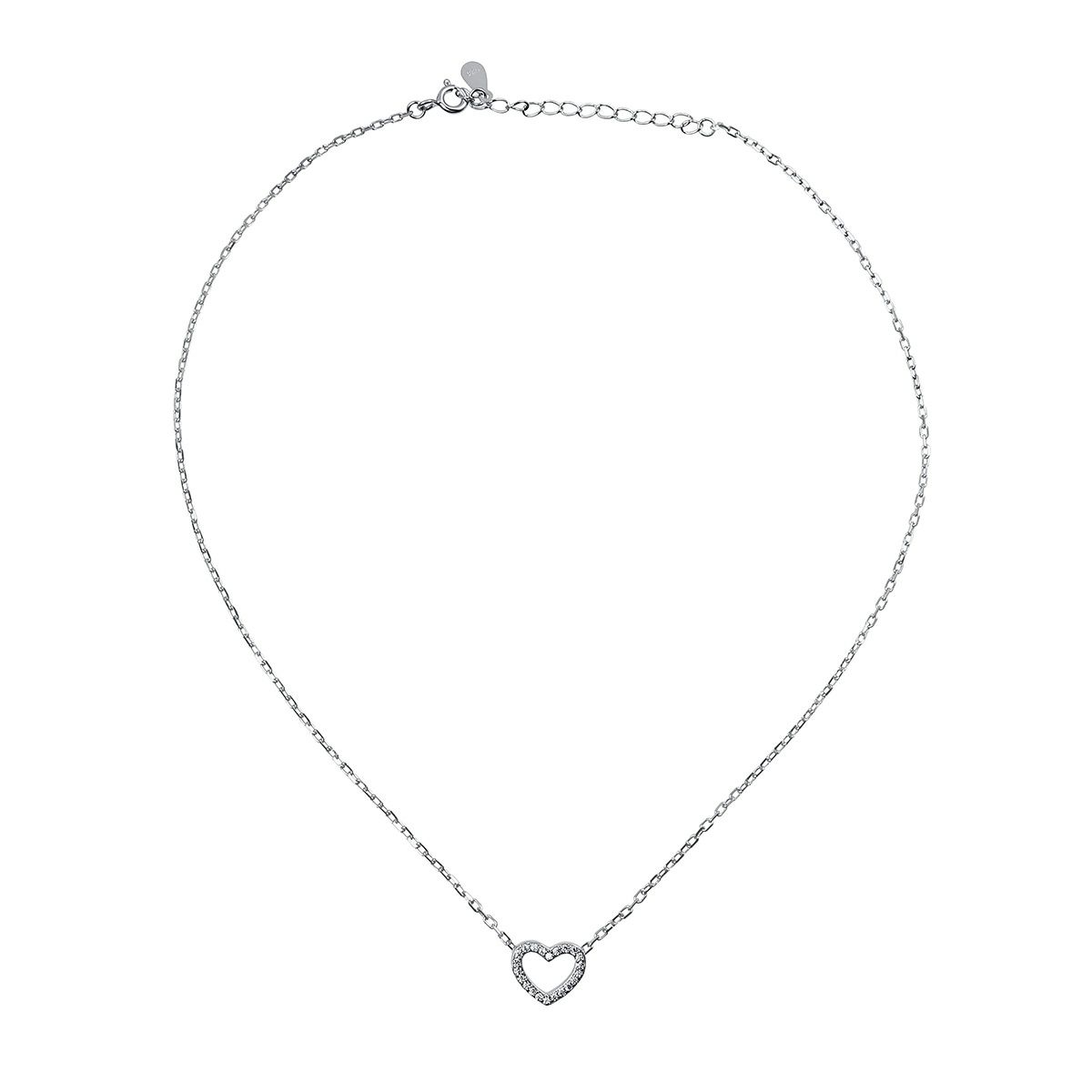 オープンハートSVパヴェネックレス