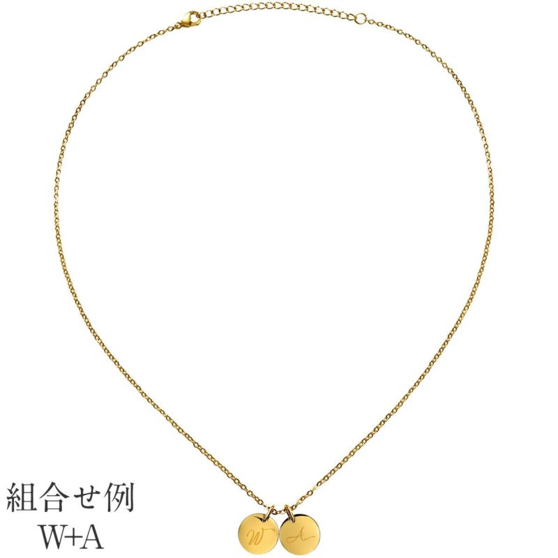 ダブルイニシャルネックレス【W】金属アレルギー対応 | 誕生石