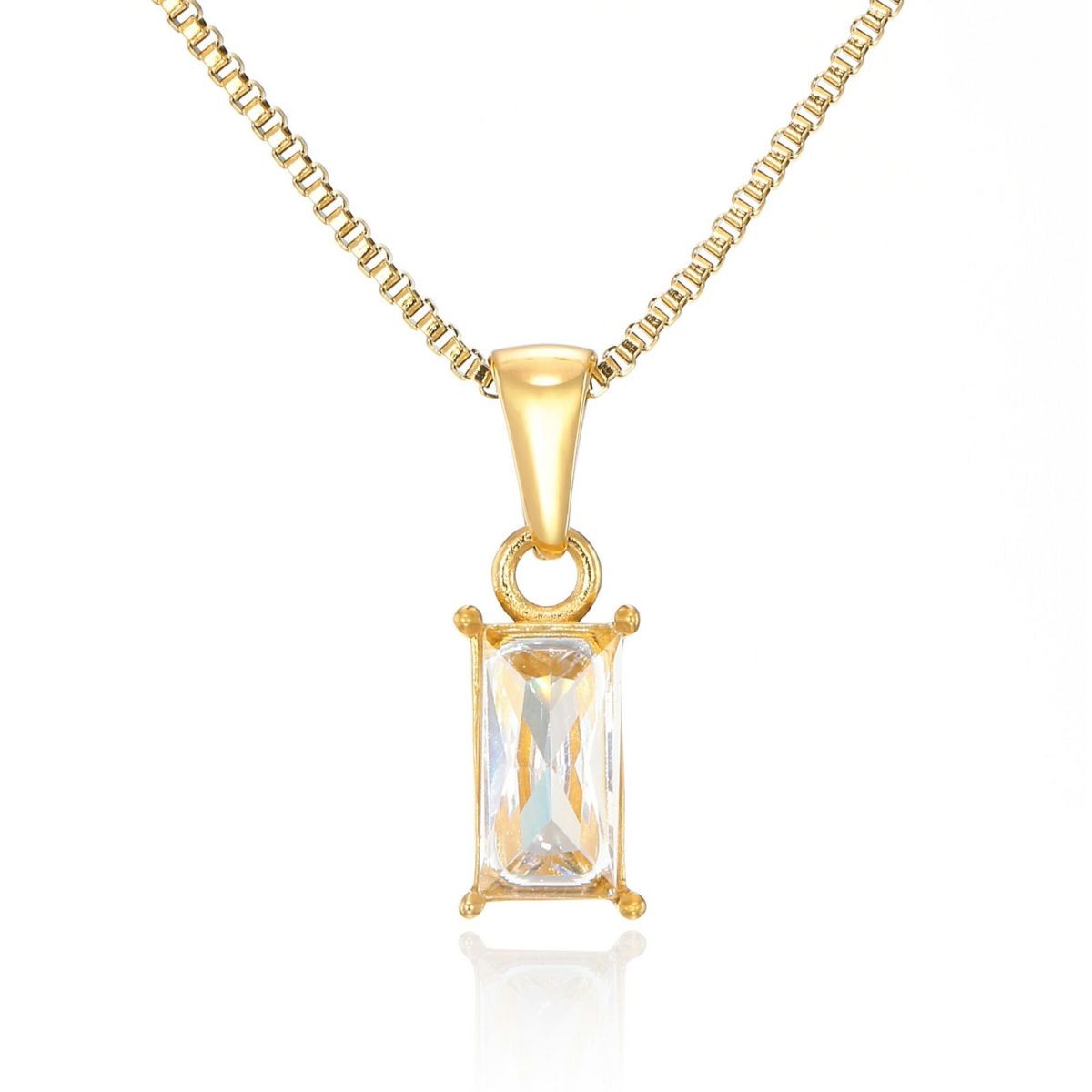 【金属アレルギー対応】エメラルドカットCzダイヤネックレス