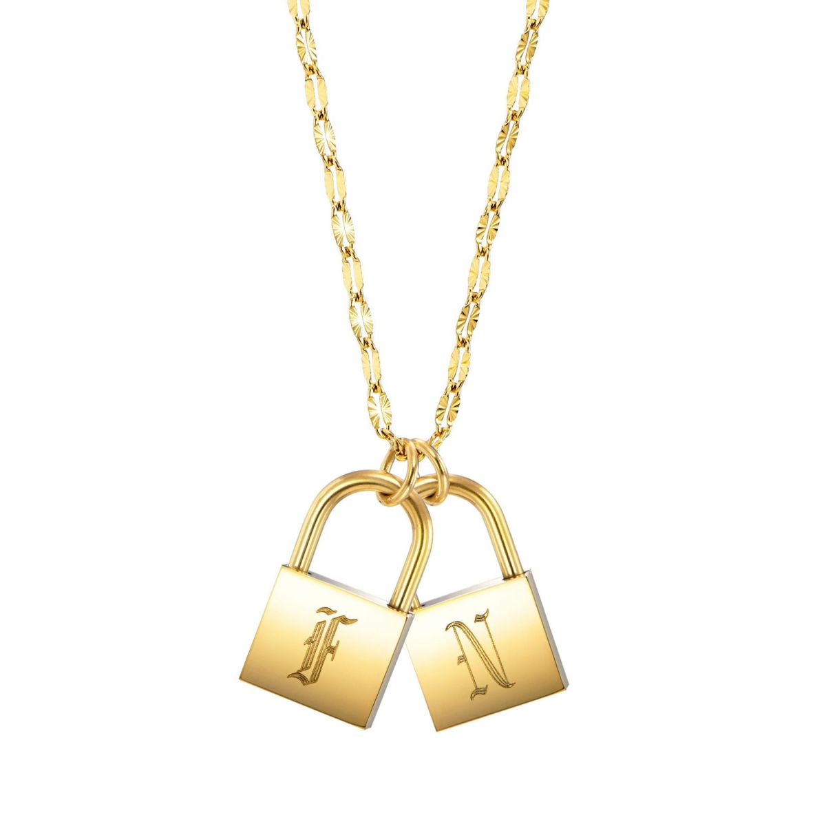 南京錠イニシャルネックレス【F】金属アレルギー対応