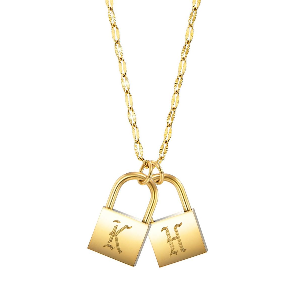 南京錠イニシャルネックレス【K】金属アレルギー対応