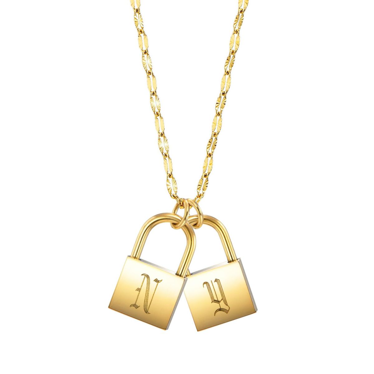 南京錠イニシャルネックレス【N】金属アレルギー対応