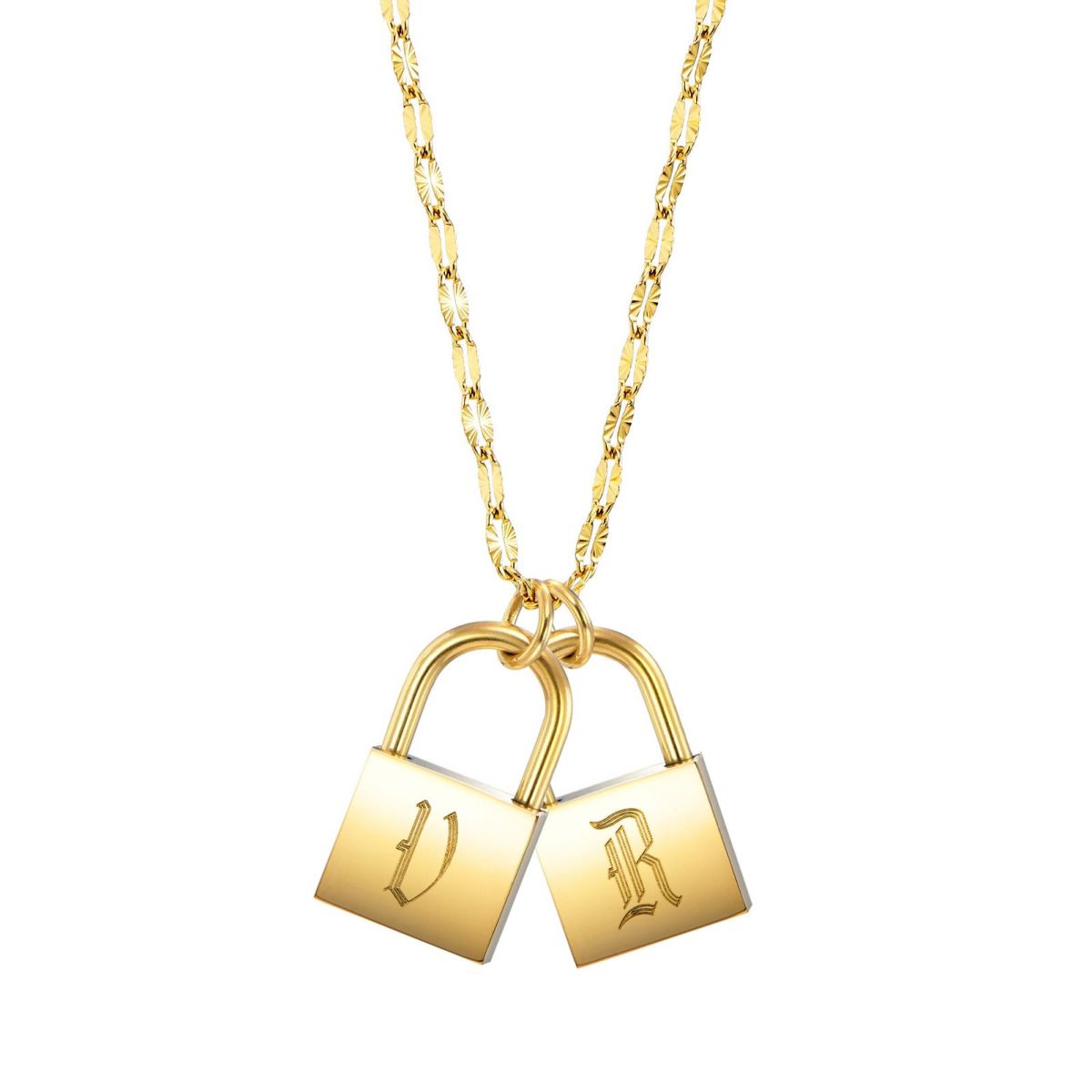 南京錠イニシャルネックレス【V】金属アレルギー対応