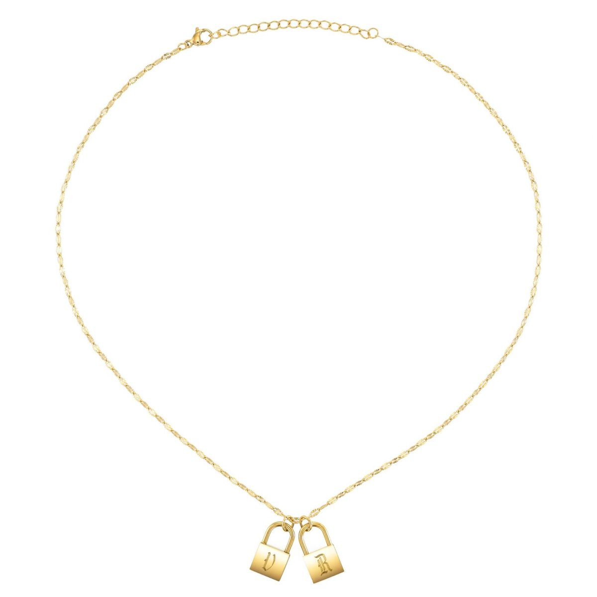 南京錠イニシャルネックレス【V】金属アレルギー対応