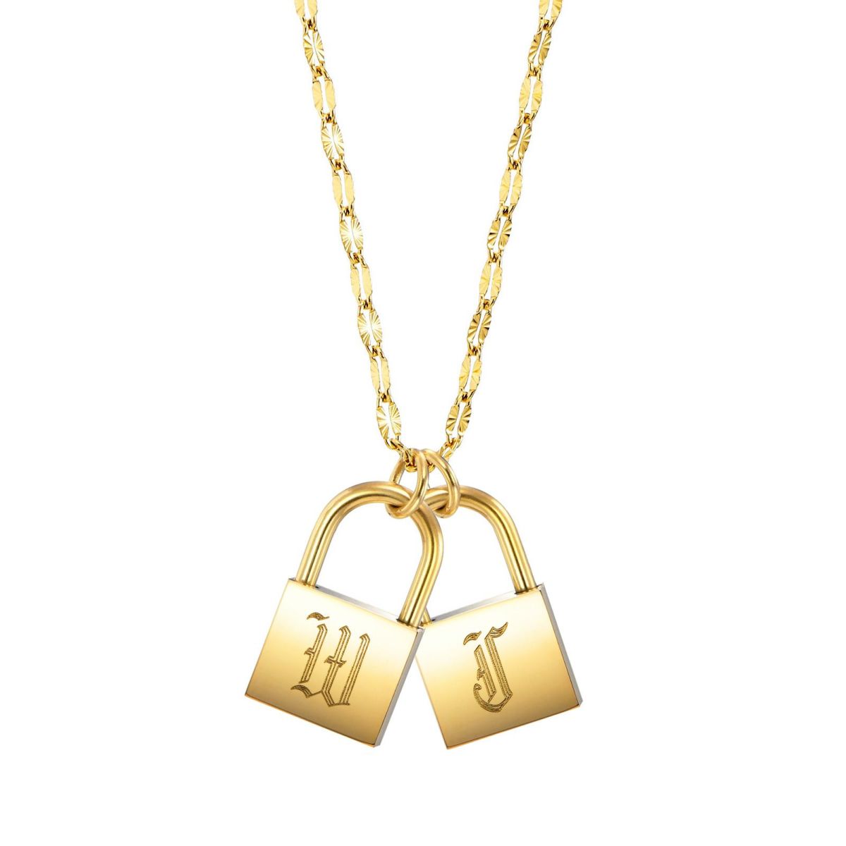 南京錠イニシャルネックレス【W】金属アレルギー対応